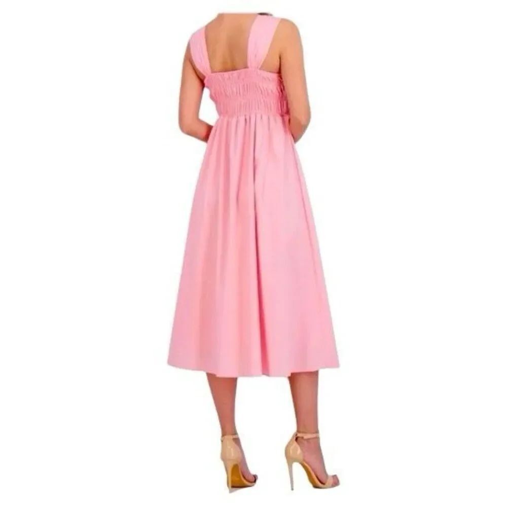 NEW Nanette Lepore Gypsy Rose Midi Dress Petal Pink Smocked Size 8 Romantic